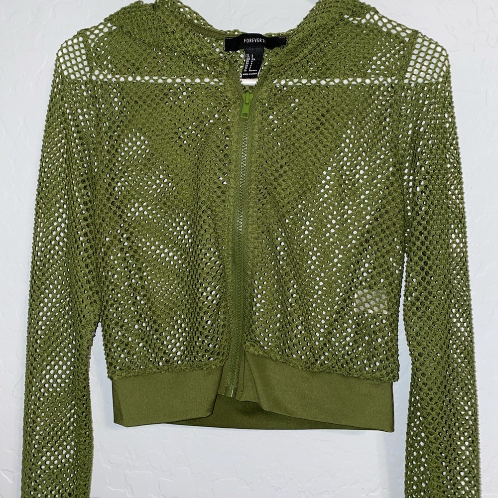 Netted green zip up
